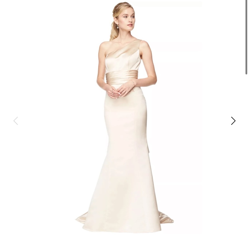 Euro champagne satin one should bridesmaid or gala dress